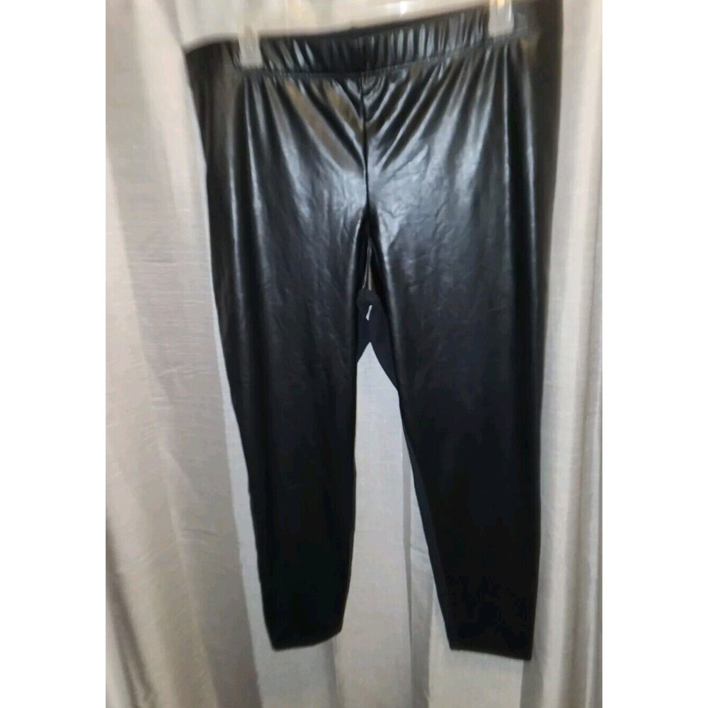 Old Navy Legging Pants Womens XXL Faux Leather Skinny, Pull On, Black, Knit Back